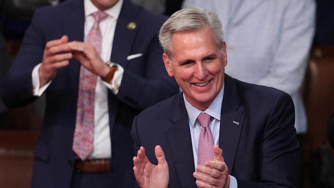 House Republican Leader Kevin McCarthy celebrates after being elected Speaker of the House. Picture: Getty Images via AFP