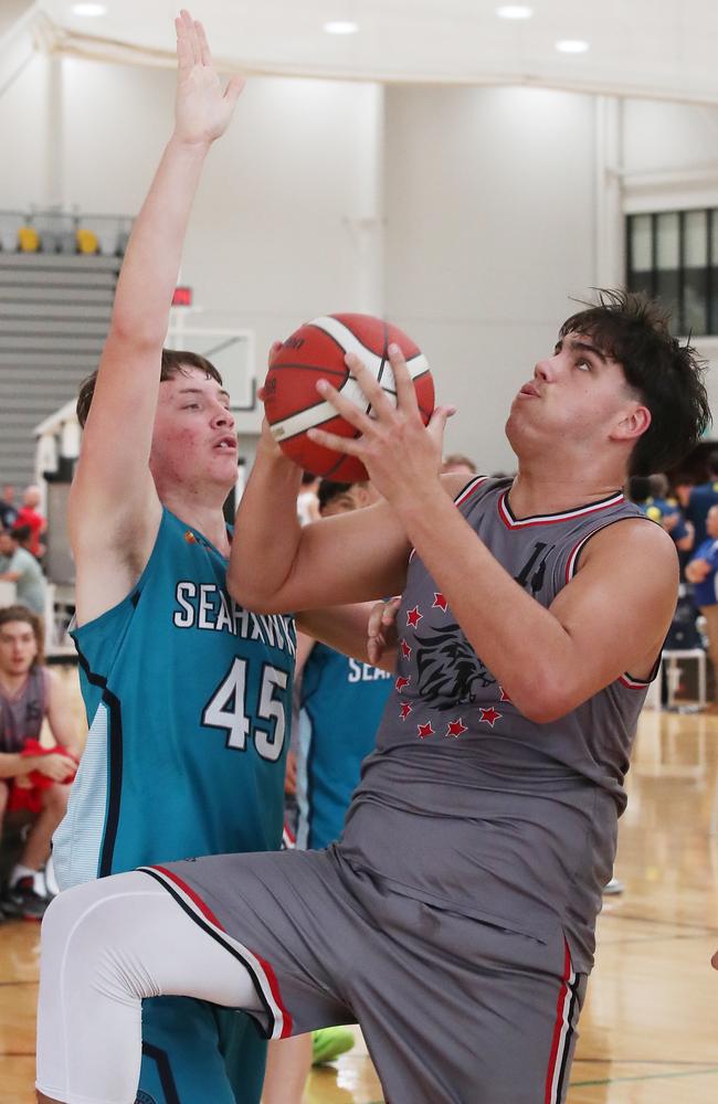 Basketball QLD U18 State Championships 2024. Mens North Gold Coast Seahawks V Red City (grey). Picture Glenn Hampson