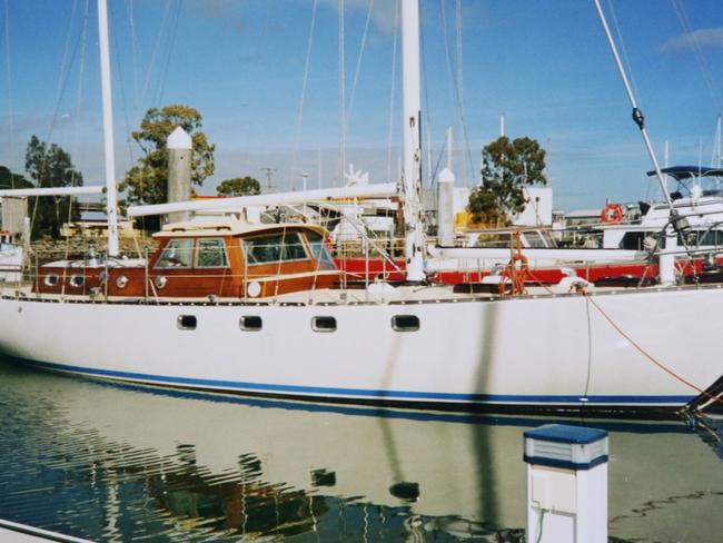 The boat belonging to murder victim Gerhard Wagner – the killer sold his uncle’s yacht for $95,000 in 2001 after advertising it under his mother’s name. Picture: Supplied