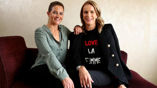 Melbourne Cup winning jockey Michelle Payne and director Rachel Griffiths. Picture: Toby Zerna