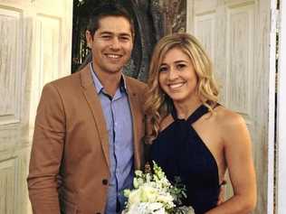 SAD LOSS: Holly Butcher, pictured with partner Luke Ashley-Cooper at their friend Terri Valdes’ wedding in May 2016, was inspirational during the latter stages of her battle with Ewing’s sarcoma before she died on Thursday morning.