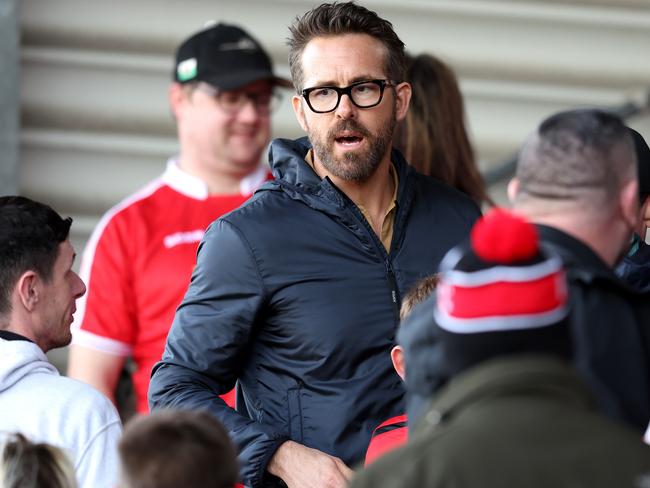 Ryan Reynolds, owner of Wrexham interacts with fans during the Vanarama National League match between Wrexham and Notts County at The Racecourse Ground. Picture: Jan Kruger/Getty Images