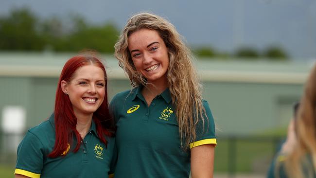 Kendra Hubbard and youngster Ellie Beer at a pre-training camp in Cairns.