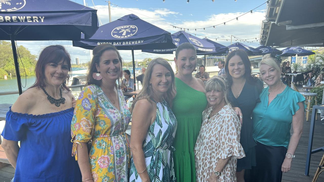 Leanne McCloy, Maria Fenwick, Angela Vandendriest, Maddi Ward, Brenda Cousins, Sonia Sullivan, Annalee Smidt (left to right) at the Ivory Tavern, Tweed Heads, on Melbourne Cup Day. Picture: David Bonaddio