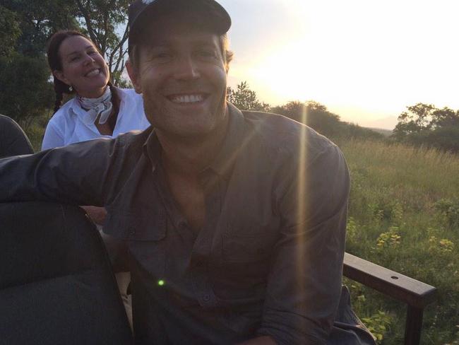 All smiles ... Dr Chris and Julia Morris head to location. Picture: Dr Chris Brown / Twitter