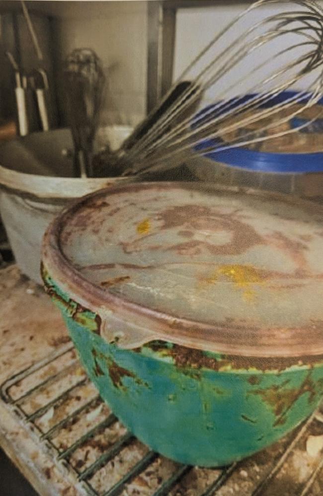 Pictures captured by City of Gold Coast Environmental Health Officers of dirty conditions inside former Mermaid Beach bakery Pane Organico. Picture: Supplied