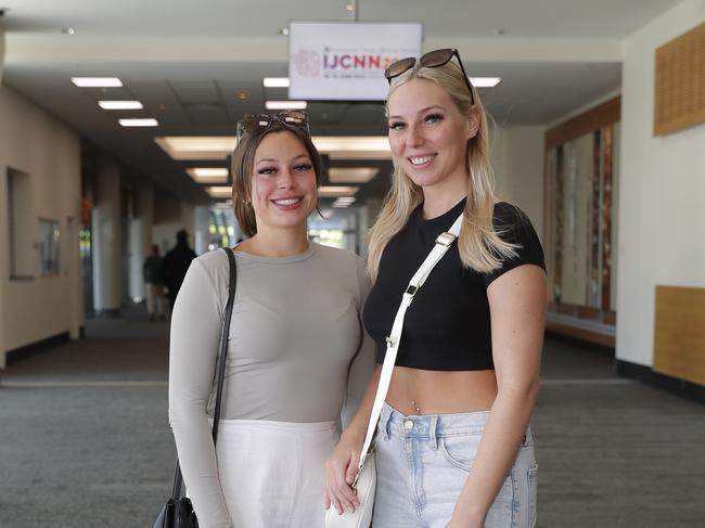 Brooke Zoratto and Zoe Abbott at the Tim Tszyu vs Carlos Ocampo Interim WBO Super Welterweight World title contest at the Convention Centre in Broadbeach. Photo: Regi Varghese