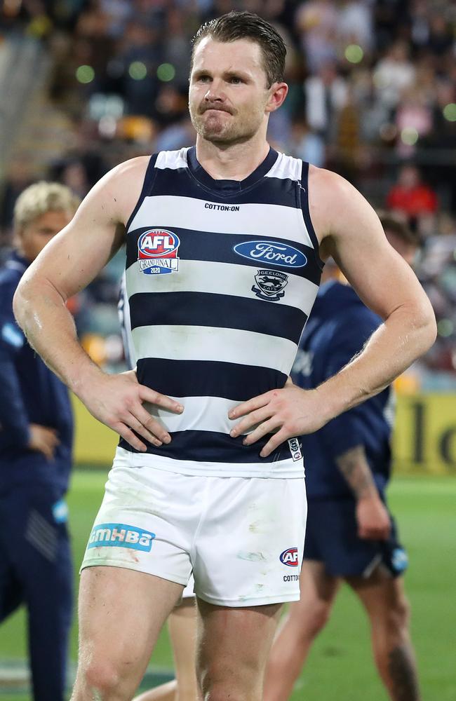 Patrick Dangerfield contemplates the game. Picture: Sarah Reed