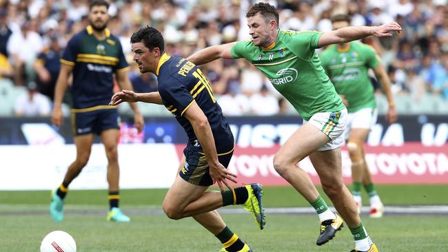 Pearce Hanley was injured while playing for Ireland against Australia in Sunday’s first International Rules clash. Picture: Sarah Reed