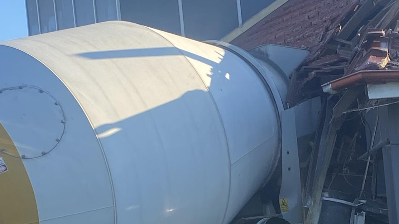 The truck destroyed the wall of the double-storey home. Picture: FRNSW