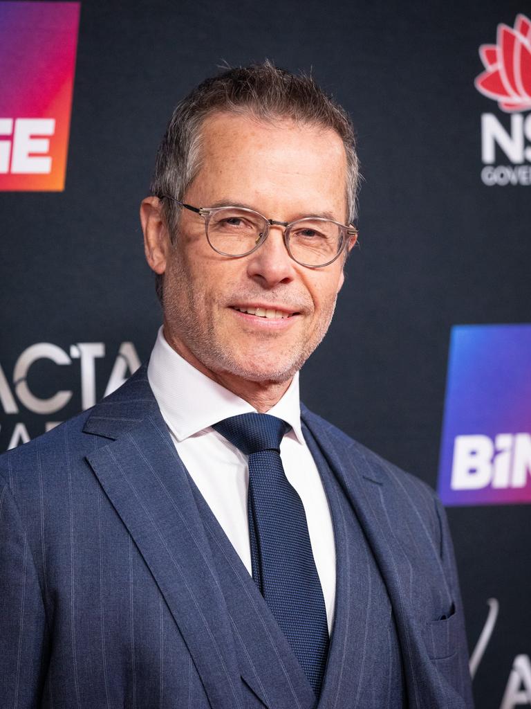 Guy Pearce donned a navy pinstripe suit for the occasion. Picture: NCA NewsWire / Christian Gilles