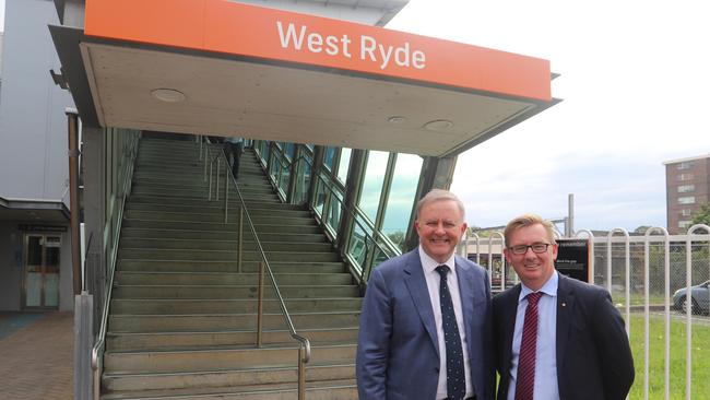 Anthony Albanese and Dr Brian Owler at West Ryde train station.