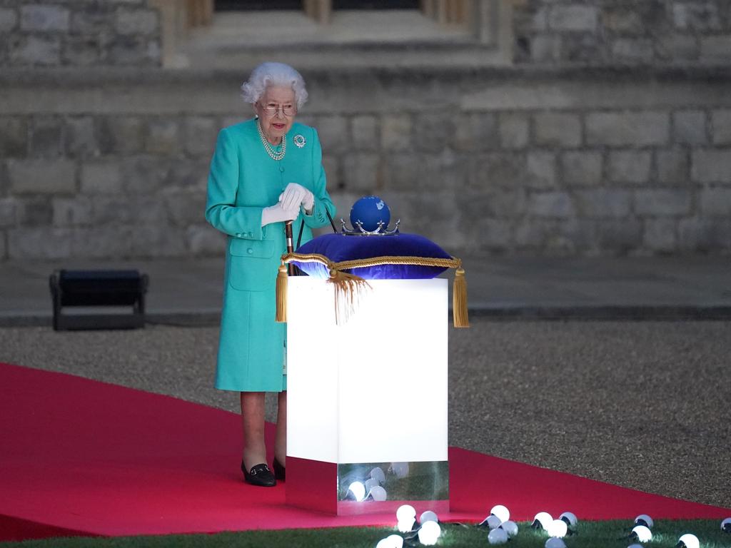 Queen Elizabeth seen here turning on the lights as part of Platinum Jubilee celebrations on June 2, 2022. Picture: Steve Parsons-Pool/Getty Images