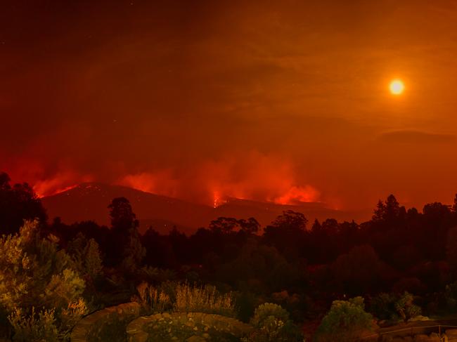 16 DECEMBER 2019 SYDNEY AU WWW.MATRIXNEWS.COM.AU  NON EXCLUSIVE PICTURES  Mt Tomah Botanical Gardens suffered damage from the Gospers Mountain Fire Sunday evening gas it travelled from Mt Wilson east towards Bilpin.   Early hours of the morning the fire front can be seen burning out of control in the valleys to the east of the gardens.