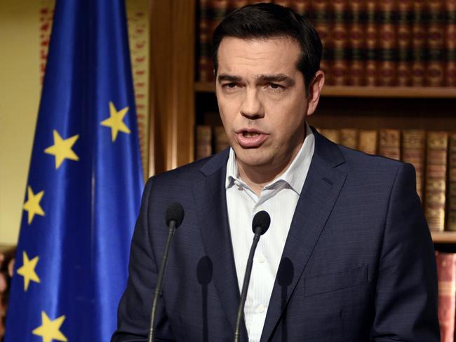 Mixed messages ... Greek Prime Minister Alexis Tsirpas continued to bamboozle European leaders, telling them he was ready to do a deal but then defiantly telling his people to vote no against such a deal with the nation’s “blackmailers”. Picture: Greek Prime Minister's Office via Getty Images