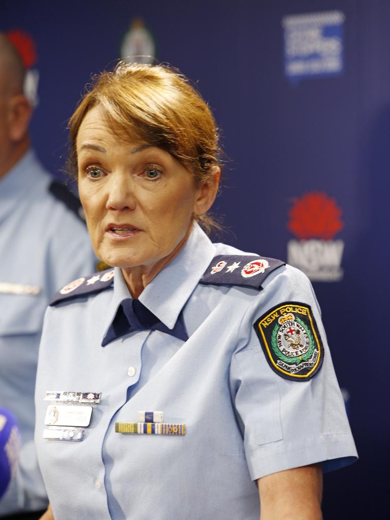 NSW Police Commissioner Karen Webb addresses the media about protests in Sydney.