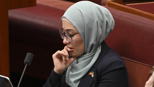 Labor senator Fatima Payman during Question Time in the Senate at Parliament House in Canberra. Picture: NewsWire / Martin Ollman