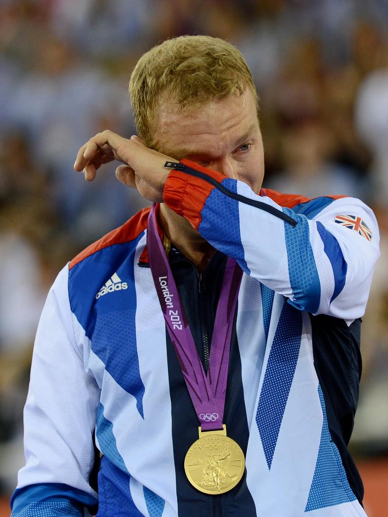 Hoy getting emotional after winning gold. John Giles/PA Wire.