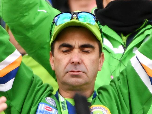 CANBERRA, AUSTRALIA - SEPTEMBER 07: Raiders fans during the round 25 NRL match between the Canberra Raiders and the New Zealand Warriors at GIO Stadium on September 07, 2019 in Canberra, Australia. (Photo by Tracey Nearmy/Getty Images)