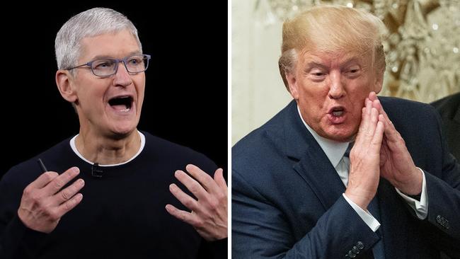 Apple CEO Tim Cook and US President Donald Trump. Pictures: Agencies