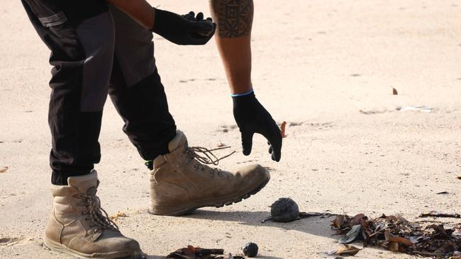 The particularly round nature of the balls indicates they have been floating for weeks or months. Picture: NewsWire / Damian Shaw