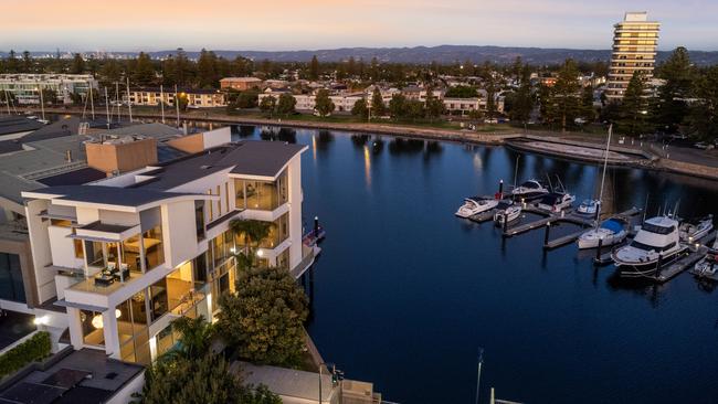 The property’s imposing position on the marina.