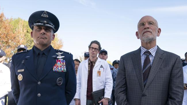 Steve Carell, left, and John Malkovich in Netflix’s Space Force.