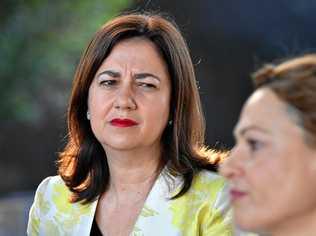 Queensland Premier Annastacia Palaszczuk (left) and Deputy Premier and Treasurer Jackie Trad (right) are seen at the announcement of the major contractors who have been appointed to build the Cross River Rail project in Brisbane, Thursday, April 4, 2019. Picture: DARREN ENGLAND