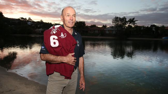 Geoff Richardson with his old Queensland rugby league jumper. Picture: Luke Marsden