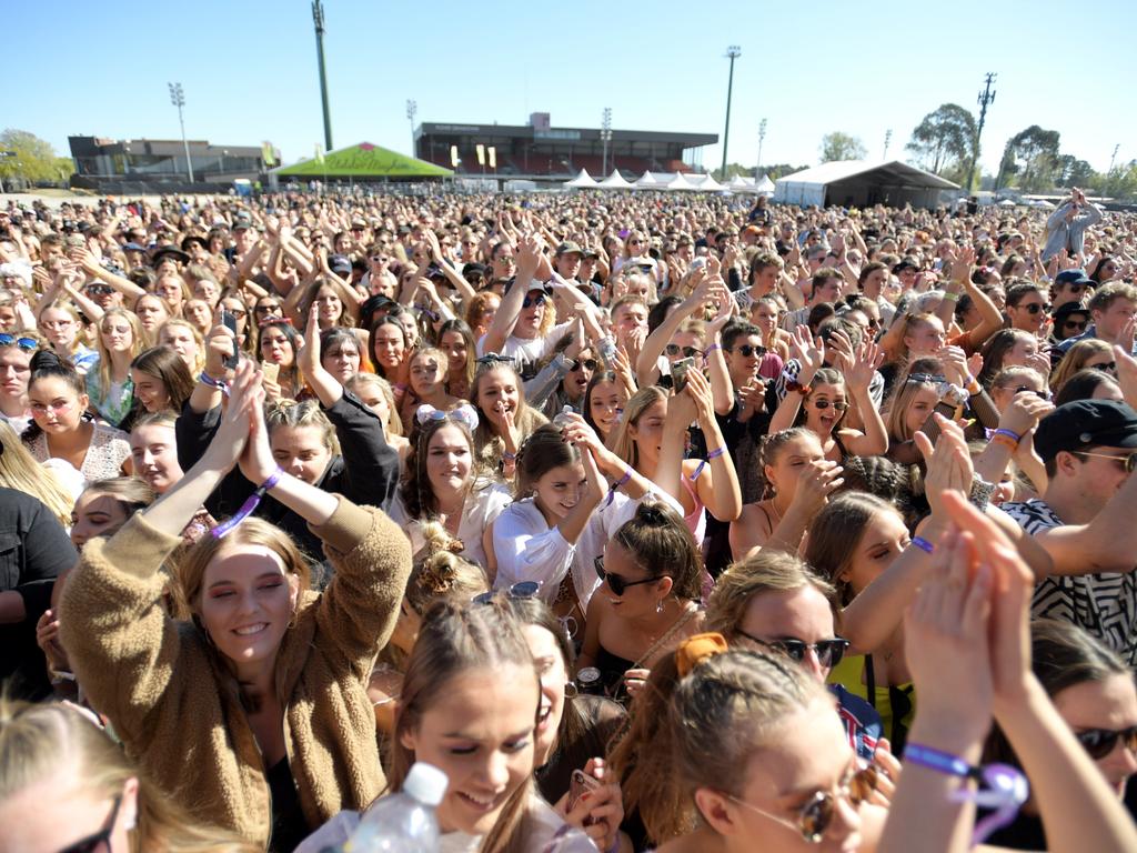 Festivalgoers at Groovin The Moo 2019 in Canberra, the home of Australia’s second pill testing tent. Picture: Tracey Nearmy/Getty Images