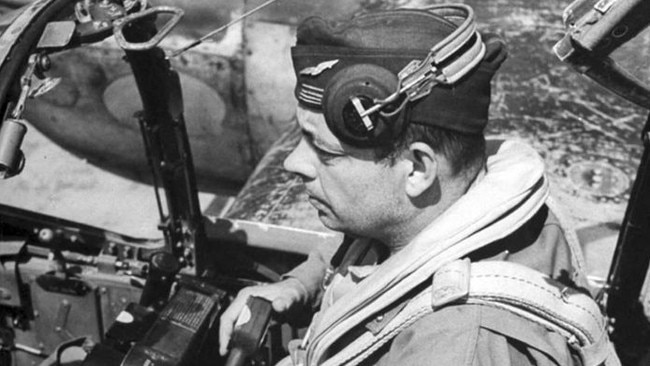 French aviator and author Antoine de Saint-Exupery in the cockpit of an aircraft in World War II.