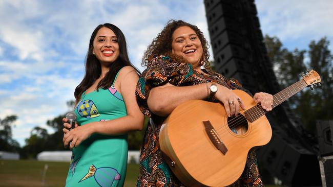 Pub Choir’s Astrid Jorgensen, left, and Waveney Yasso. Picture: Dan Peled