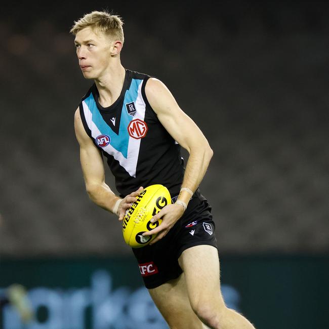 Todd Marshall had three goals and 15 disposals against the Magpies. Picture: Michael Willson/AFL Photos via Getty Images