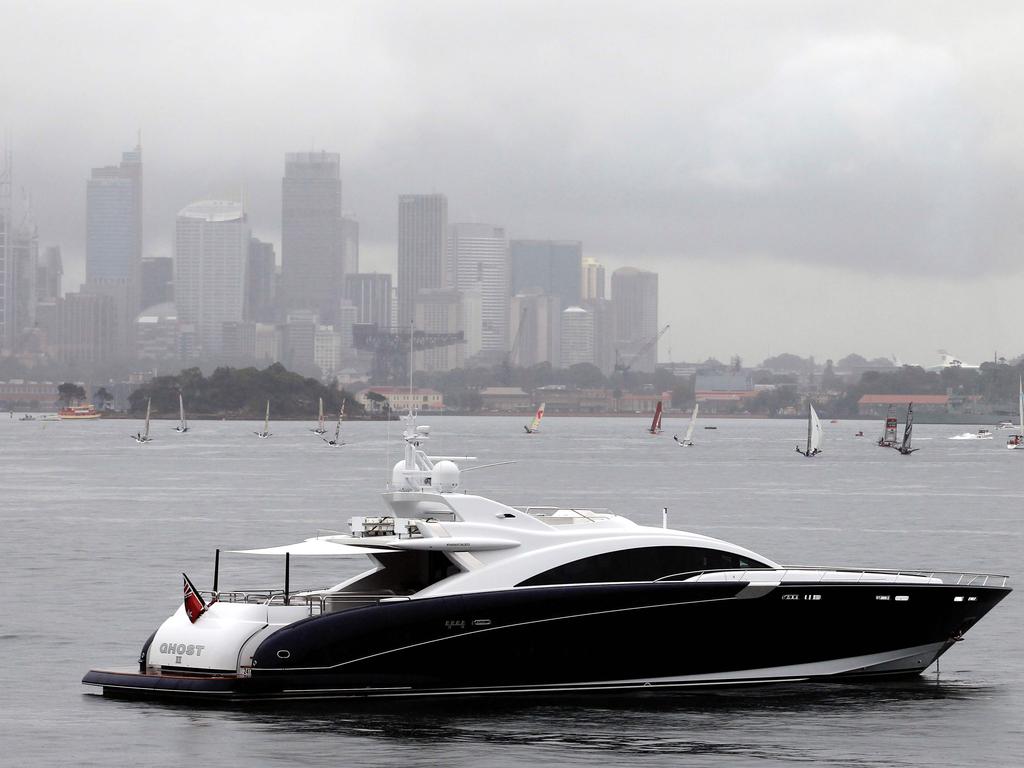 Super yacht Ghost on Sydney Harbour at Hermit Bay. Credit: Supplied.