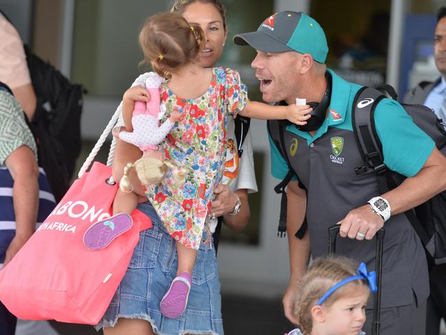 David Warner and family arrive in Port Elizabeth.