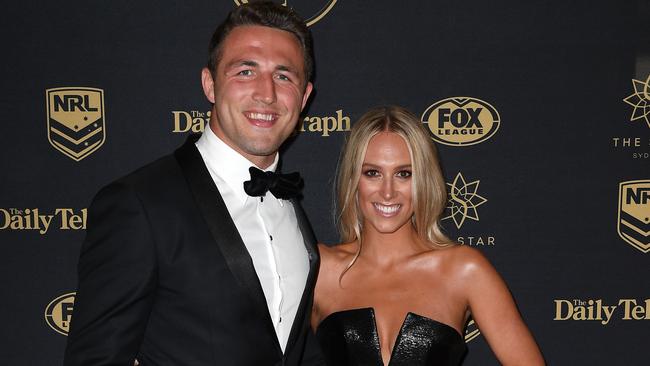 Phoebe Burgess break silence with Instagram post after her Rabbitohs husband Sam Burgess was embroiled in a sexting scandal. Picture: AAP