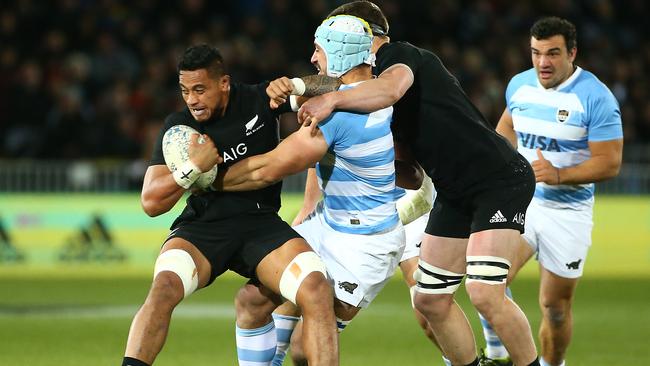 Shannon Frizell in action for the All Blacks at Trafalgar Park.