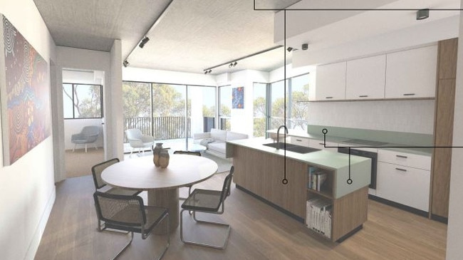 An artist impression of the kitchens housed in the proposed development.