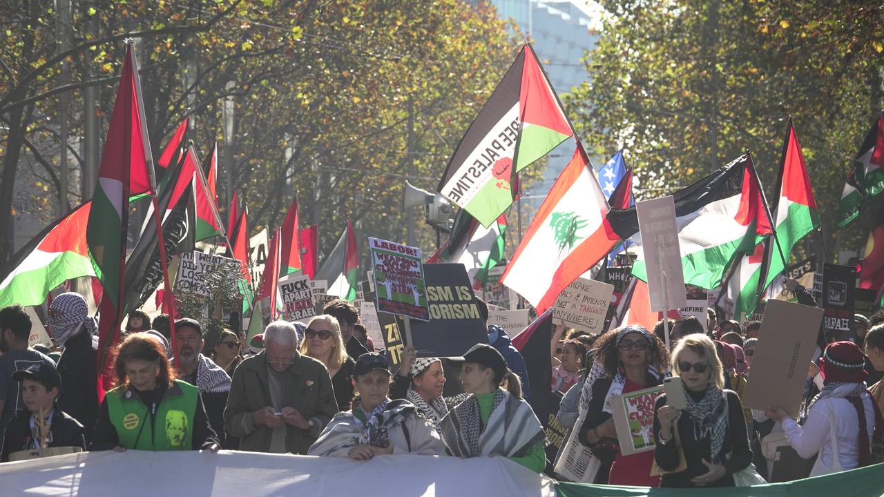 Protesters gathered in Melbourne (pictured) and Sydney to call for greater action against Israel in the wake of two international rulings. Picture: NCA NewsWire / Valeriu Campan