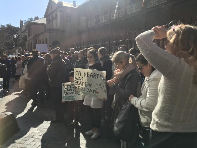 Protesters shouted as the bill was read in NSW Parliament. Picture: Danielle Le Messurier