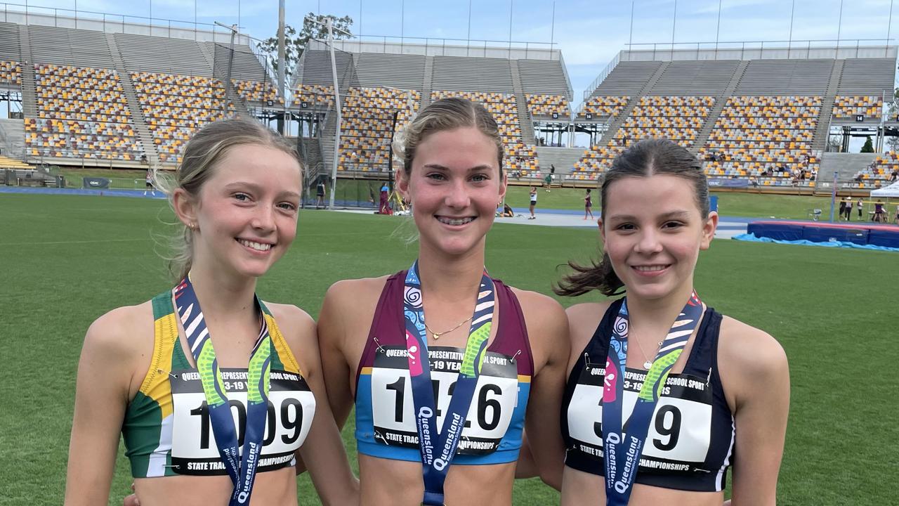 Podium finishers - Ava Knott, Savannah bush and Grace Adams - watch for Bush in the steeplechase.