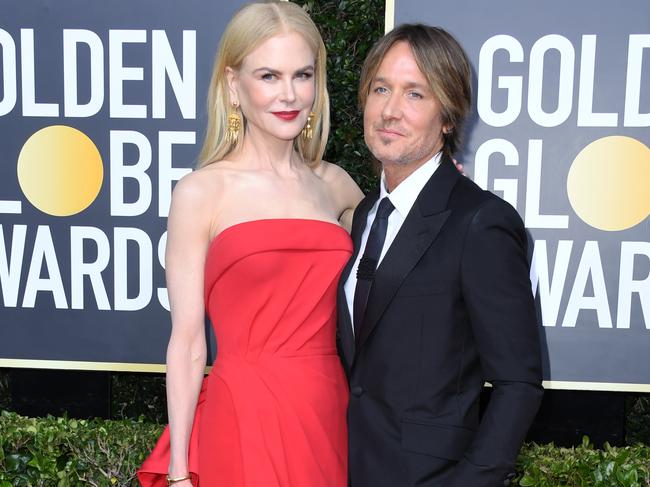 Nicole Kidman with husband Keith Urban at the Golden Globe Awards in January. Picture: Jon Kopaloff