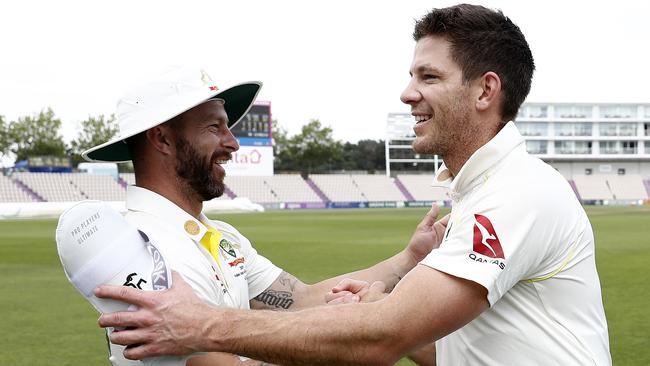 Matthew Wade and Tim Paine. Picture: Getty Images