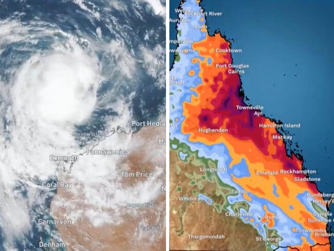 Dual front of cyclone, thunderstorms bearing down