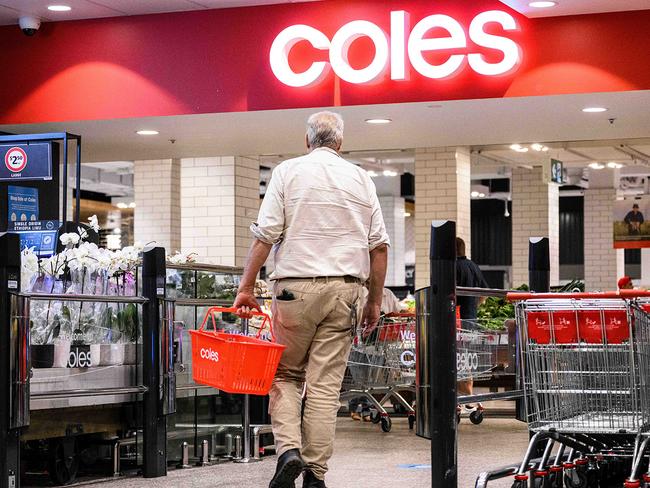 SYDNEY, AUSTRALIA - NewsWire Photos April 19, 2021: Signage outside a Coles supermarket, Sydney. Picture: NCA NewsWire / James Gourley