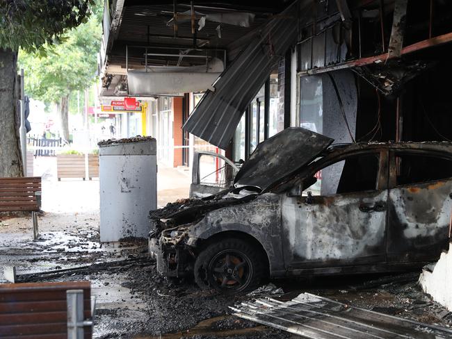 For the second time in two days a tobacco shop in Altona has been fire bombed. This time using a car to ram the front door. Friday, January 12. 2024. Picture: David Crosling