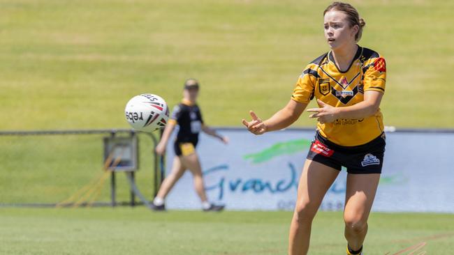 Marley Chan in action for the Sunshine Coast Falcons under-17 Harvey Girls team. Picture: Nicola Anne Photography.