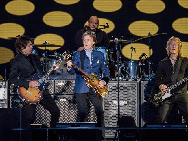 Paul McCartney performs at AAMI Park in Melbourne. Picture: Jake Nowakowski