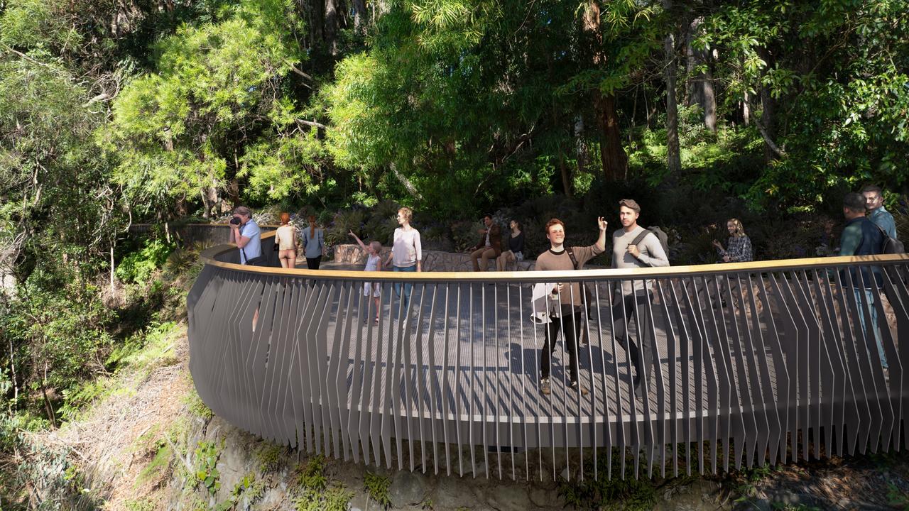 Renders of an upgraded lookout over Purling Brook Falls. Picture: Supplied
