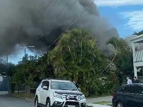 Emergency services battle another blaze at an abandoned home in Hamilton. Picture: Heidi Backstrom/Facebook